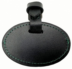 Exclusive Chunky Leather Badge Holder (Black/Green Stitching)